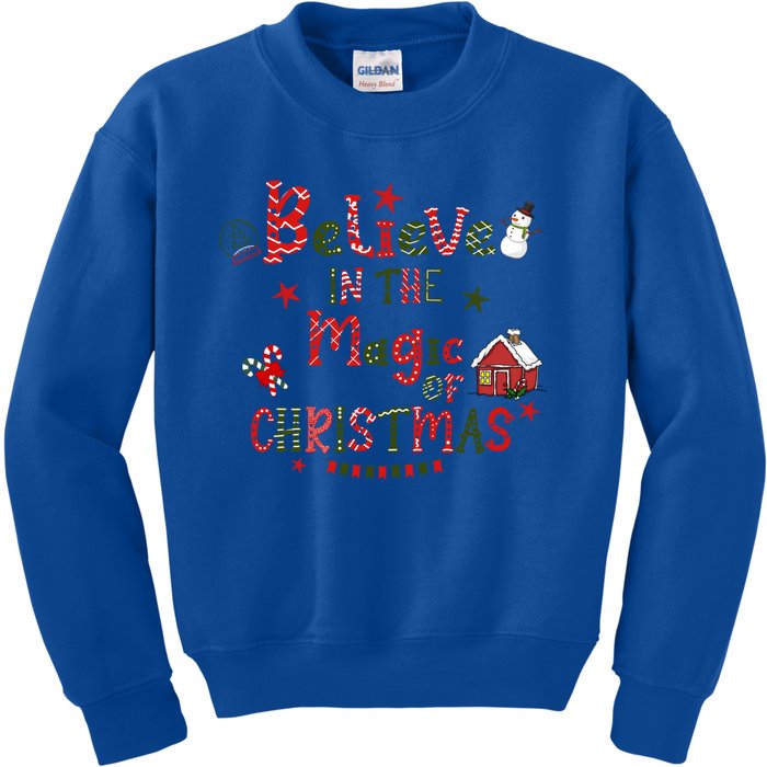 Believe In Magic Of Christmas Funny Xmas Snow Gift Kids Sweatshirt