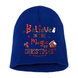 Believe In Magic Of Christmas Funny Xmas Snow Gift Short Acrylic Beanie