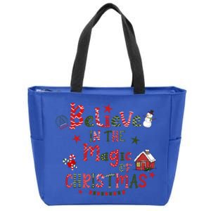 Believe In Magic Of Christmas Funny Xmas Snow Gift Zip Tote Bag