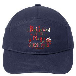 Believe In Magic Of Christmas Funny Xmas Snow Gift 7-Panel Snapback Hat