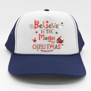 Believe In Magic Of Christmas Funny Xmas Snow Gift Trucker Hat