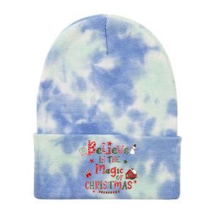 Believe In Magic Of Christmas Funny Xmas Snow Gift Tie Dye 12in Knit Beanie