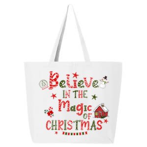 Believe In Magic Of Christmas Funny Xmas Snow Gift 25L Jumbo Tote