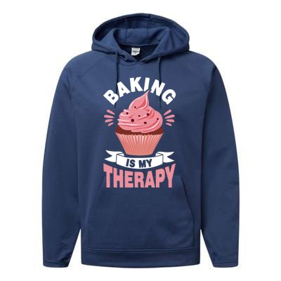 Baking Is My Therapy Great Gift Performance Fleece Hoodie