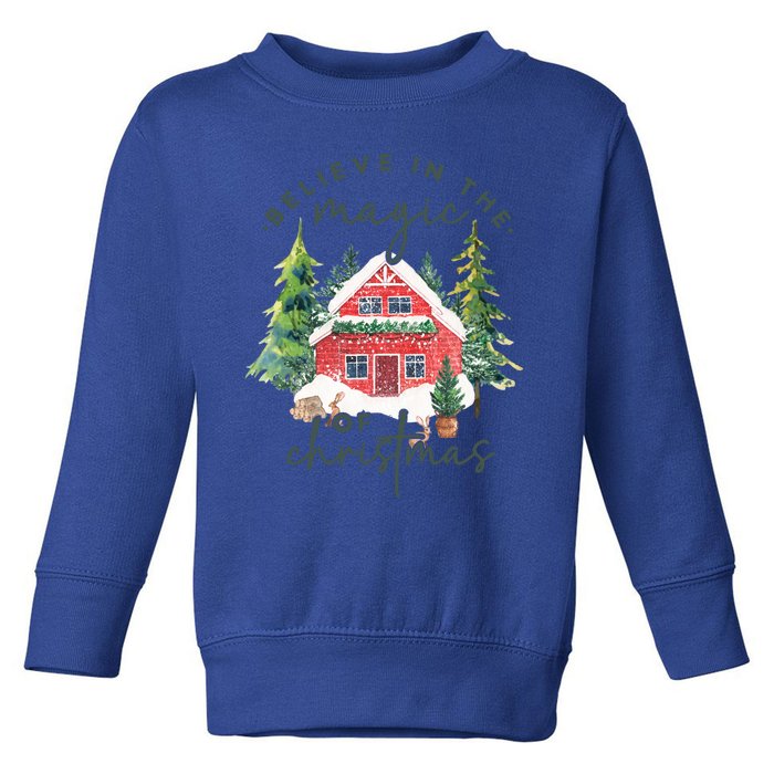 Believe In Magic Of Xmas Vintage Christmas Gift Toddler Sweatshirt