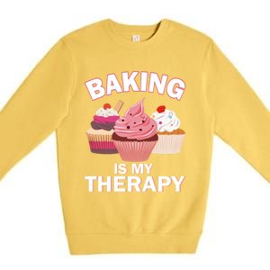 Baking Is My Therapy Cupcake Cake Pie Dessert Gift Premium Crewneck Sweatshirt