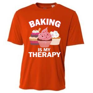 Baking Is My Therapy Cupcake Cake Pie Dessert Gift Cooling Performance Crew T-Shirt