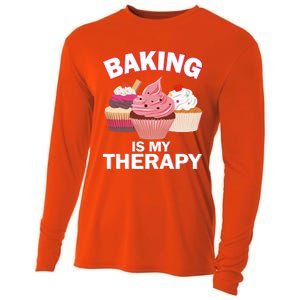 Baking Is My Therapy Cupcake Cake Pie Dessert Gift Cooling Performance Long Sleeve Crew