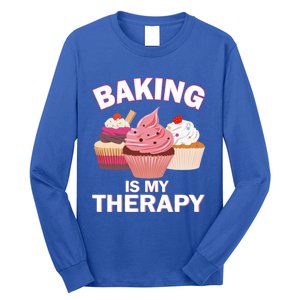 Baking Is My Therapy Cupcake Cake Pie Dessert Gift Long Sleeve Shirt