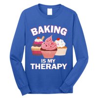 Baking Is My Therapy Cupcake Cake Pie Dessert Gift Long Sleeve Shirt