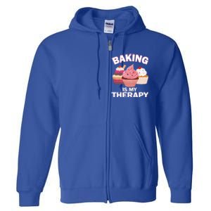 Baking Is My Therapy Cupcake Cake Pie Dessert Gift Full Zip Hoodie