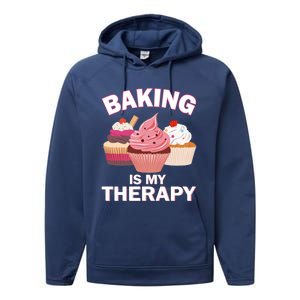 Baking Is My Therapy Cupcake Cake Pie Dessert Gift Performance Fleece Hoodie