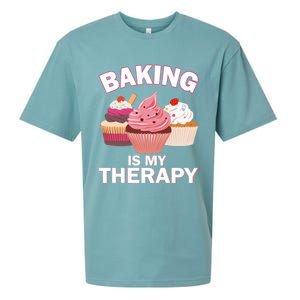 Baking Is My Therapy Cupcake Cake Pie Dessert Gift Sueded Cloud Jersey T-Shirt