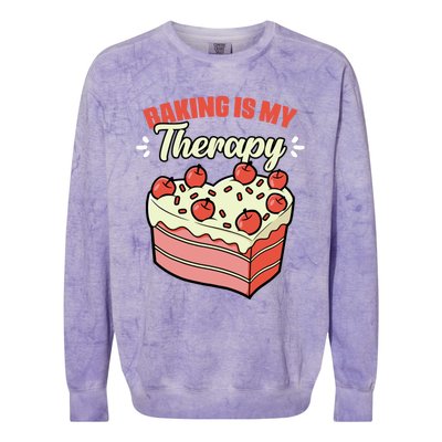 Baking Is My Therapy Cupcake Cookie Pastry Chef Baker Gift Colorblast Crewneck Sweatshirt