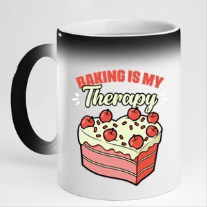 Baking Is My Therapy Cupcake Cookie Pastry Chef Baker Gift 11oz Black Color Changing Mug