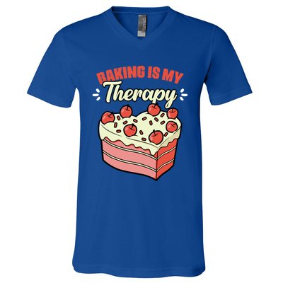 Baking Is My Therapy Cupcake Cookie Pastry Chef Baker Gift V-Neck T-Shirt