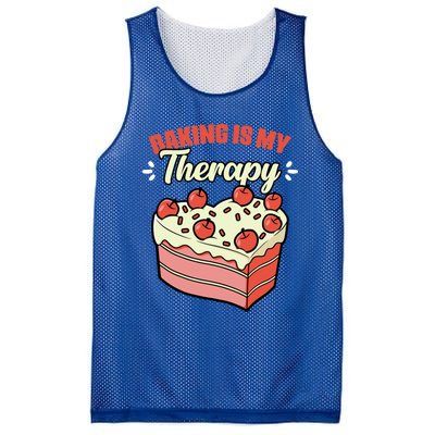 Baking Is My Therapy Cupcake Cookie Pastry Chef Baker Gift Mesh Reversible Basketball Jersey Tank