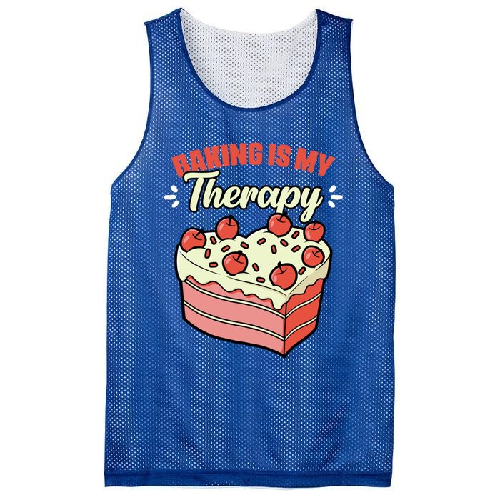 Baking Is My Therapy Cupcake Cookie Pastry Chef Baker Gift Mesh Reversible Basketball Jersey Tank