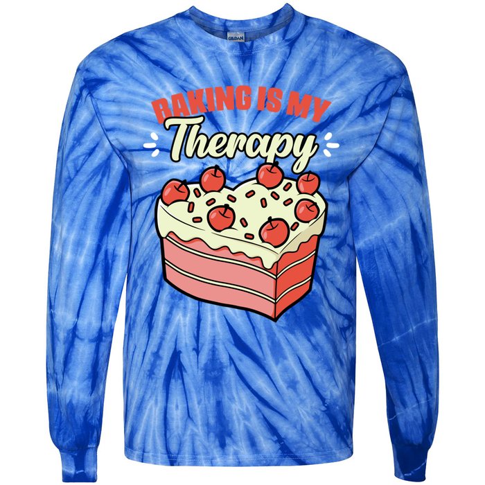 Baking Is My Therapy Cupcake Cookie Pastry Chef Baker Gift Tie-Dye Long Sleeve Shirt