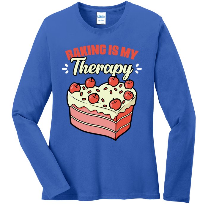 Baking Is My Therapy Cupcake Cookie Pastry Chef Baker Gift Ladies Long Sleeve Shirt