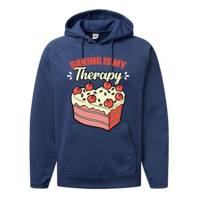 Baking Is My Therapy Cupcake Cookie Pastry Chef Baker Gift Performance Fleece Hoodie