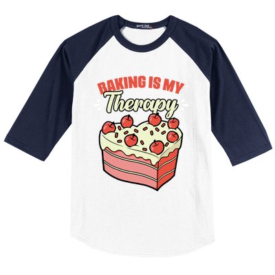 Baking Is My Therapy Cupcake Cookie Pastry Chef Baker Gift Baseball Sleeve Shirt