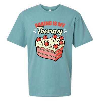 Baking Is My Therapy Cupcake Cookie Pastry Chef Baker Gift Sueded Cloud Jersey T-Shirt