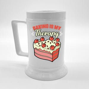 Baking Is My Therapy Cupcake Cookie Pastry Chef Baker Gift Beer Stein