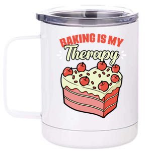 Baking Is My Therapy Cupcake Cookie Pastry Chef Baker Gift 12 oz Stainless Steel Tumbler Cup