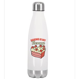 Baking Is My Therapy Cupcake Cookie Pastry Chef Baker Gift Stainless Steel Insulated Water Bottle