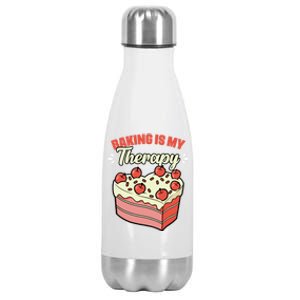 Baking Is My Therapy Cupcake Cookie Pastry Chef Baker Gift Stainless Steel Insulated Water Bottle