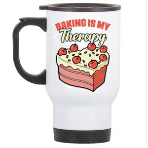 Baking Is My Therapy Cupcake Cookie Pastry Chef Baker Gift Stainless Steel Travel Mug