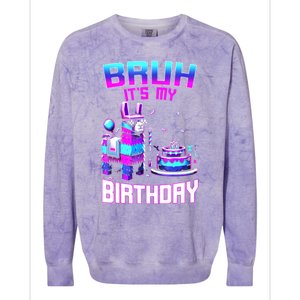 Bruh Its My Birthday Llama Pinata Boy Girl Family Party Bday Colorblast Crewneck Sweatshirt