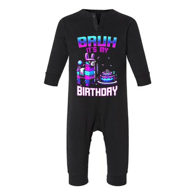 Bruh Its My Birthday Llama Pinata Boy Girl Family Party Bday Infant Fleece One Piece