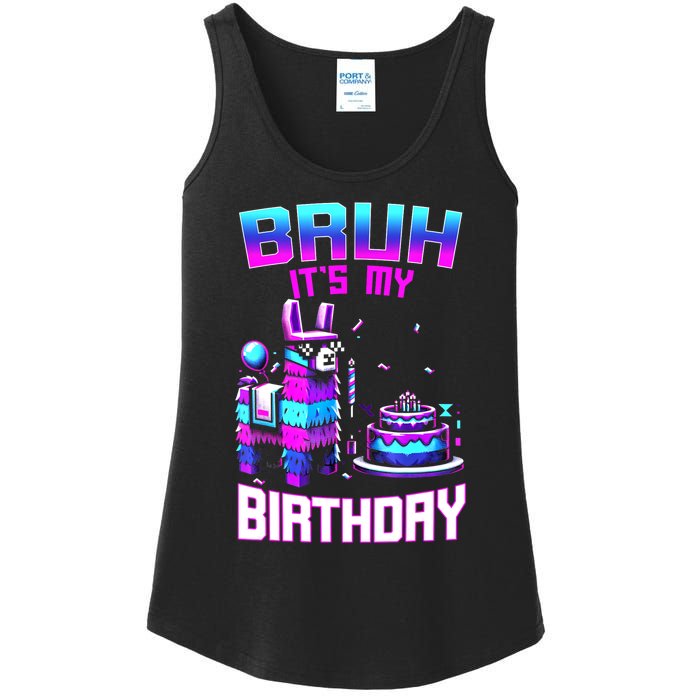 Bruh Its My Birthday Llama Pinata Boy Girl Family Party Bday Ladies Essential Tank