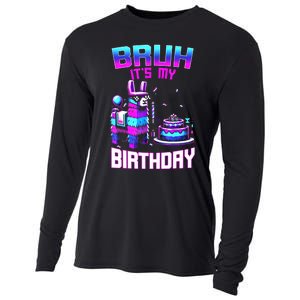 Bruh Its My Birthday Llama Pinata Boy Girl Family Party Bday Cooling Performance Long Sleeve Crew