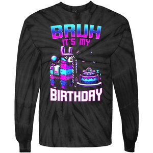 Bruh Its My Birthday Llama Pinata Boy Girl Family Party Bday Tie-Dye Long Sleeve Shirt