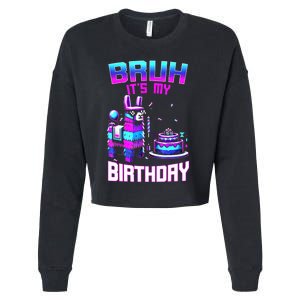 Bruh Its My Birthday Llama Pinata Boy Girl Family Party Bday Cropped Pullover Crew