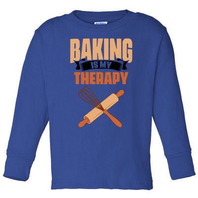 Baking Is My Therapy Cupcake Cookie Pastry Chef Baker Great Gift Toddler Long Sleeve Shirt