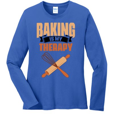 Baking Is My Therapy Cupcake Cookie Pastry Chef Baker Great Gift Ladies Long Sleeve Shirt