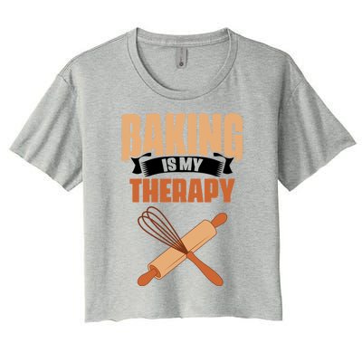 Baking Is My Therapy Cupcake Cookie Pastry Chef Baker Great Gift Women's Crop Top Tee