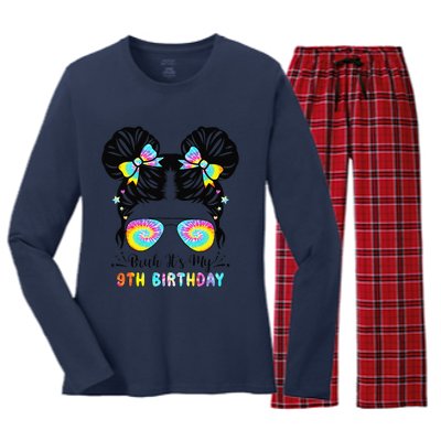 Bruh ItS My 9th Birthday 9 Year Old 9th Birthday Women's Long Sleeve Flannel Pajama Set 