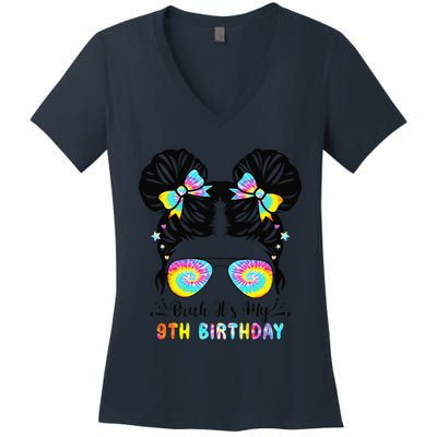 Bruh ItS My 9th Birthday 9 Year Old 9th Birthday Women's V-Neck T-Shirt