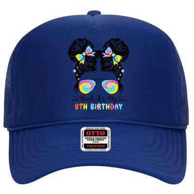 Bruh ItS My 9th Birthday 9 Year Old 9th Birthday High Crown Mesh Back Trucker Hat