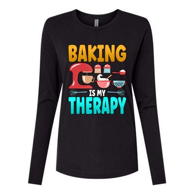 Baking Is My Therapy Cute Gift Womens Cotton Relaxed Long Sleeve T-Shirt