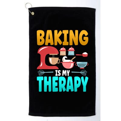 Baking Is My Therapy Cute Gift Platinum Collection Golf Towel