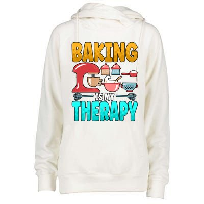 Baking Is My Therapy Cute Gift Womens Funnel Neck Pullover Hood