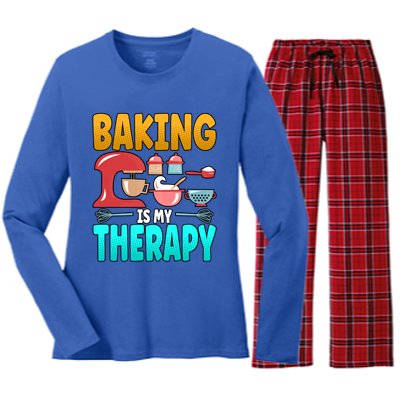 Baking Is My Therapy Cute Gift Women's Long Sleeve Flannel Pajama Set 