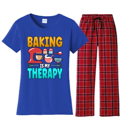 Baking Is My Therapy Cute Gift Women's Flannel Pajama Set