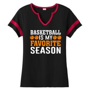 Basketball Is My Favorite Season Ladies Halftime Notch Neck Tee